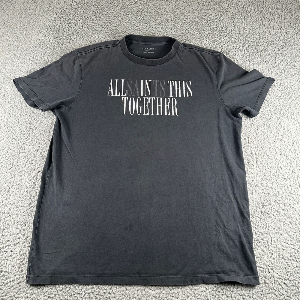 AllSaints T-Shirt Mens S Oversized Fit Together SS Crew Black Graphic Tee Cotton